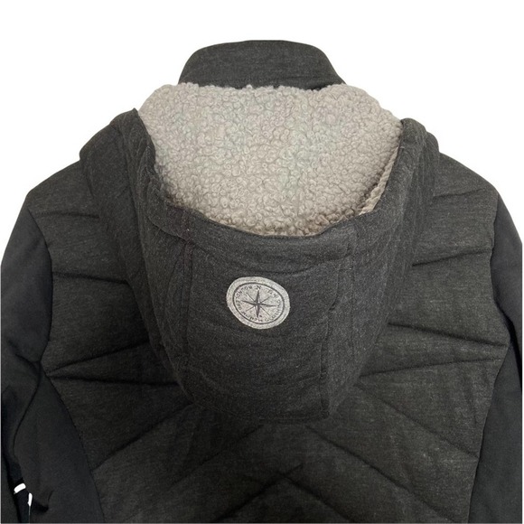 Boundless North Faux Shearling Hooded Storm Jacket Heather Charcoal NWT - Picture 8 of 12